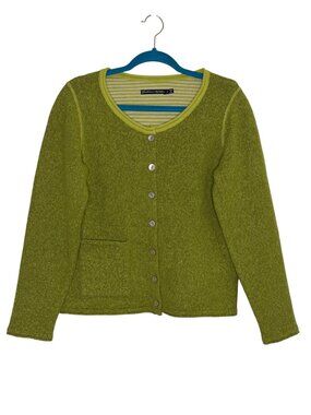 Gudrun Sjoden Wool Blend Cardigan Sweater Knit Top Green S